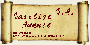 Vasilije Ananić vizit kartica
